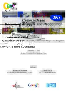 2011  Camera-Based Document Analysis and Recognition  Program Bookle