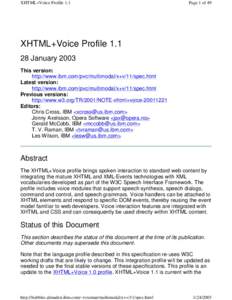 XHTML+Voice Profile 1.1  Page 1 of 49 XHTML+Voice Profile[removed]January 2003
