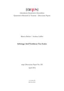Arbeitskreis Quantitative Steuerlehre Quantitative Research in Taxation – Discussion Papers Marcus Becker / Andreas Löffler  Arbitrage And Nonlinear Tax Scales