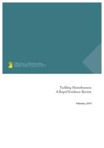 Tackling Homelessness A Rapid Evidence Review February, 2015  Tackling Homelessness