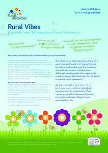 www.ruralvibes.eu Twitter Feed: @ruralvibes Rural Vibes  A great way to measure rural vibrancy