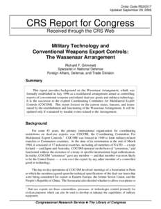 Military Technology and Conventional Weapons Export Controls: The Wassenaar Arrangement