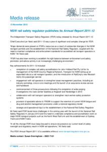 Microsoft Word - Media release - ITSR publishes its Annual Reportxx November 2012.doc