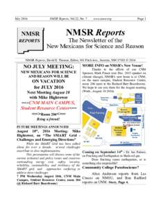 JulyNMSR Reports, Vol.22, No. 7 www.nmsr.org