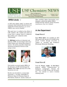 USF Chemistry NEWS News of Interest to Friends of the Department of Chemistry University of South Florida  Volume 14, No 3