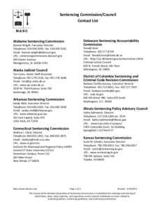 Sentencing Commission/Council Contact List Delaware Sentencing Accountability Commission