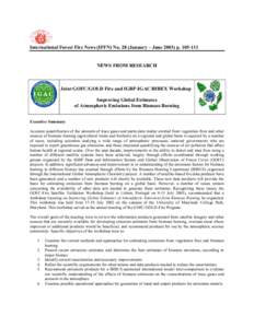 International Forest Fire News (IFFN) No. 28 (January – JunepNEWS FROM RESEARCH Joint GOFC/GOLD Fire and IGBP-IGAC/BIBEX Workshop Improving Global Estimates
