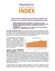 Online hiring in Banking and Finance registers 30 percent Y-o-Y growth- Monster Employment Index    