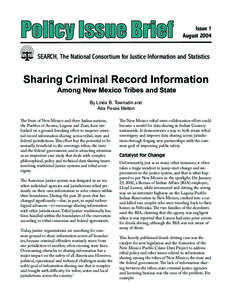 Issue 1 August 2004 SEARCH, The National Consortium for Justice Information and Statistics  Sharing Criminal Record Information