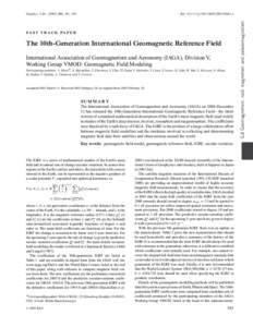 doi: [removed]j.1365-246X[removed]x  FA S T T R A C K PA P E R The 10th-Generation International Geomagnetic Reference Field International Association of Geomagnetism and Aeronomy (IAGA), Division V,