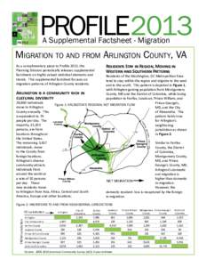 PROFILE2013 A Supplemental Factsheet - Migration Migration to and from Arlington County, VA As a complimentary piece to Profile 2013, the Planning Division periodically releases supplemental