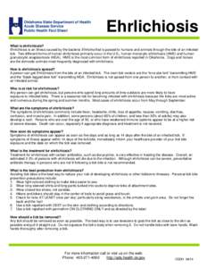Oklahoma State Department of Health Acute Disease Service Public Health Fact Sheet Ehrlichiosis