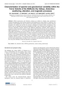 Antarctic Science page 1 of[removed]) & Antarctic Science Ltd[removed]doi:[removed]S0954102013000254 Characterization of spectral and geochemical variability within the Ferrar Dolerite of the McMurdo Dry Valleys, Antarctica
