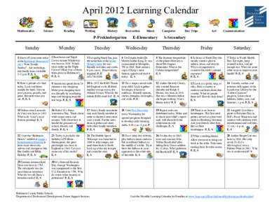 Monthly Learning Calendar