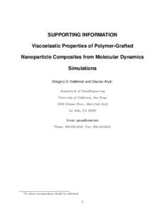 SUPPORTING INFORMATION Viscoelastic Properties of Polymer-Grafted Nanoparticle Composites from Molecular Dynamics Simulations Gregory D. Hattemer and Gaurav Arya∗ Department of NanoEngineering