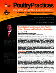 2 Oklahoma Cooperative Extension Service A newsletter for poultry producers and poultry litter applicators... poultrywaste.okstate.edu