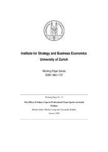 Institute for Strategy and Business Economics University of Zurich Working Paper Series