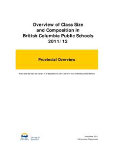 Overview of Class Size and Composition in British Columbia Public SchoolsProvincial Overview
