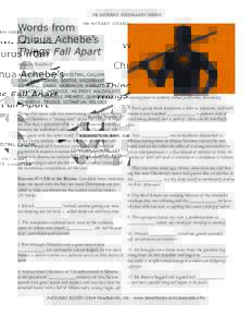 the AVOCABO VOCABULARY SERIES  Words from Chinua Achebe’s Things Fall Apart Avocabo Wordlist 87