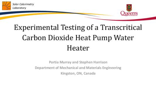 Solar Calorimetry Laboratory Experimental Testing of a Transcritical Carbon Dioxide Heat Pump Water Heater