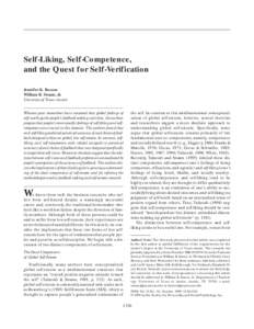 PERSONALITY AND SOCIAL PSYCHOLOG Y BULLETIN Bosson, Swann / SELF-LIKING AND SELF-COMPETENCE Self-Liking, Self-Competence, and the Quest for Self-Verification Jennifer K. Bosson