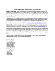 Microsoft Word - OHSAA Student Eligibility Appeals Process for 2014