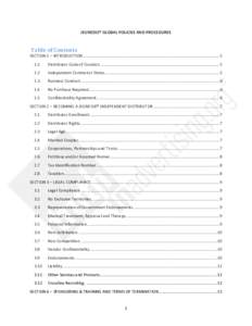 JEUNESSE® GLOBAL POLICIES AND PROCEDURES  Table of Contents SECTION 1 – INTRODUCTION ........................................................................................................................ 5 1.1