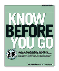 NEWBEAUTY WORKBOOK  KNOW BEFORE YOU GO beautiful results start with finding the right doctor