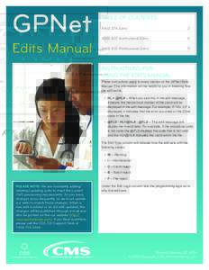 GPNet Edits Manual TABLE OF CONTENTS ANSI 276 Edits																				2 ANSI 837 Institutional Edits													6