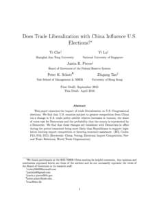 Does Trade Liberalization with China Inuence U.S. Elections?∗ Yi Che †