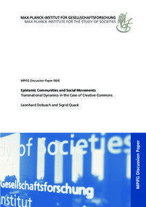 MPIfG Discussion Paper 08 / 8  Epistemic Communities and Social Movements