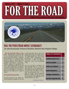 JanuaryVolume 9 Issue 1  FOR THE ROAD Idaho Prosecuting Attorneys Association