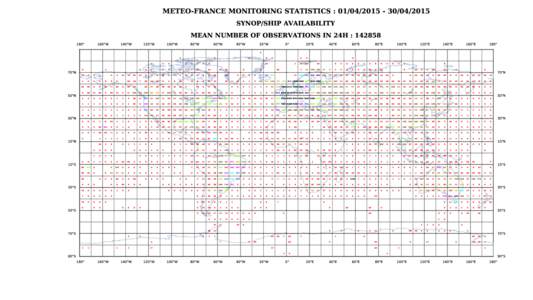 METEO-FRANCE MONITORING STATISTICS : SYNOP/SHIP AVAILABILITY MEAN NUMBER OF OBSERVATIONS IN 24H : °