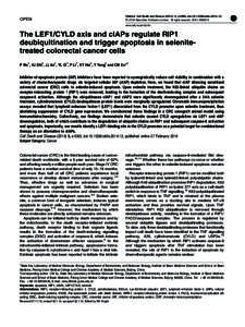 The LEF1&sol;CYLD axis and cIAPs regulate RIP1 deubiquitination and trigger apoptosis in selenite-treated colorectal cancer cells