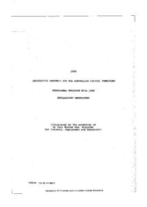 1989  LEGISLATIVE ASSEMBLY FOR THE AUSTRALIAN CAPITAL TERRITORY VOCATIONAL TRAINING BILL 1989 EXPLANATORY MEMORANDUM