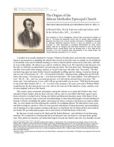 The Origins of the African Methodist Episcopal Church, Richard Allen, memoir, 1833