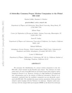 A Substellar Common Proper Motion Companion to the Pleiad HII 1348 arXiv:1112.3191v1 [astro-ph.SR] 14 DecKerstin Geißler, Stanimir A. Metchev
