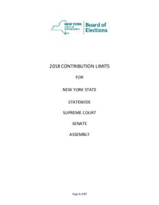 2018 Contribution Limits For New York State Statewide Supreme Court Senate Assembly