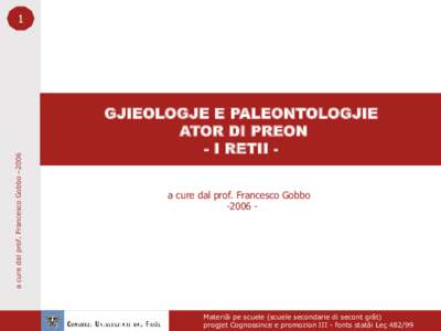 a cure dal prof. Francesco Gobbo –[removed]GJIEOLOGJE E PALEONTOLOGJIE ATOR DI PREON