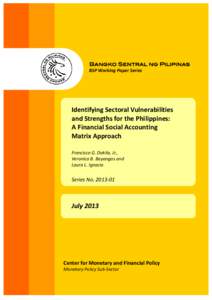 Bangko Sentral ng Pilipinas BSP Working Paper Series    Identifying Sectoral Vulnerabilities  