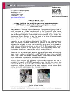 Microsoft Word - Press-Release--SFpark Protects San Francisco’s Bicycle Parking Inventorydocm