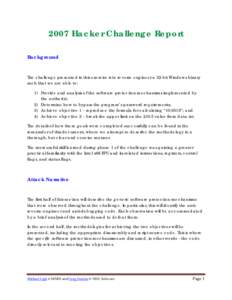2007 Hacker Challenge Report