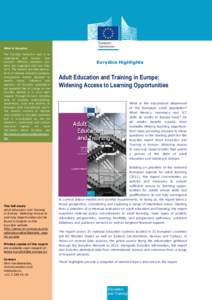 Adult Education and Training in Europe: Widening Access to Learning Opportunities