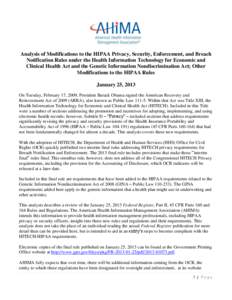 Analysis of Modifications to the HIPAA Privacy, Security, Enforcement, and Breach Notification Rules under the Health Information Technology for Economic and Clinical Health Act and the Genetic Information Nondiscriminat