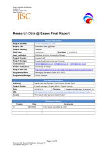Research Data @ Essex Final Report