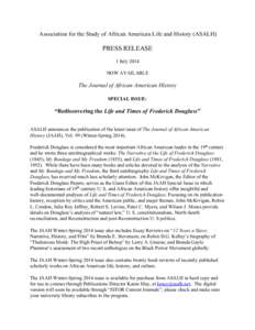  ​ Association for the Study of African American Life and History (ASALH)    PRESS RELEASE   