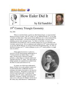 How Euler Did It 31 triangle geometry.PDF