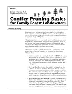 EB1984 Donald P. Hanley, Ph.D. Stephen Reutebuch, M.S. Conifer Pruning Conifer pruning is the practice of removing the lower branches