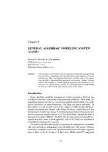 Chapter 8 GENERAL ALGEBRAIC MODELING SYSTEM (GAMS)