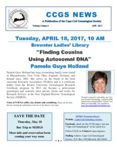 Tuesday, APRIL 18, 2017, 10 AM Brewster Ladies’ Library 